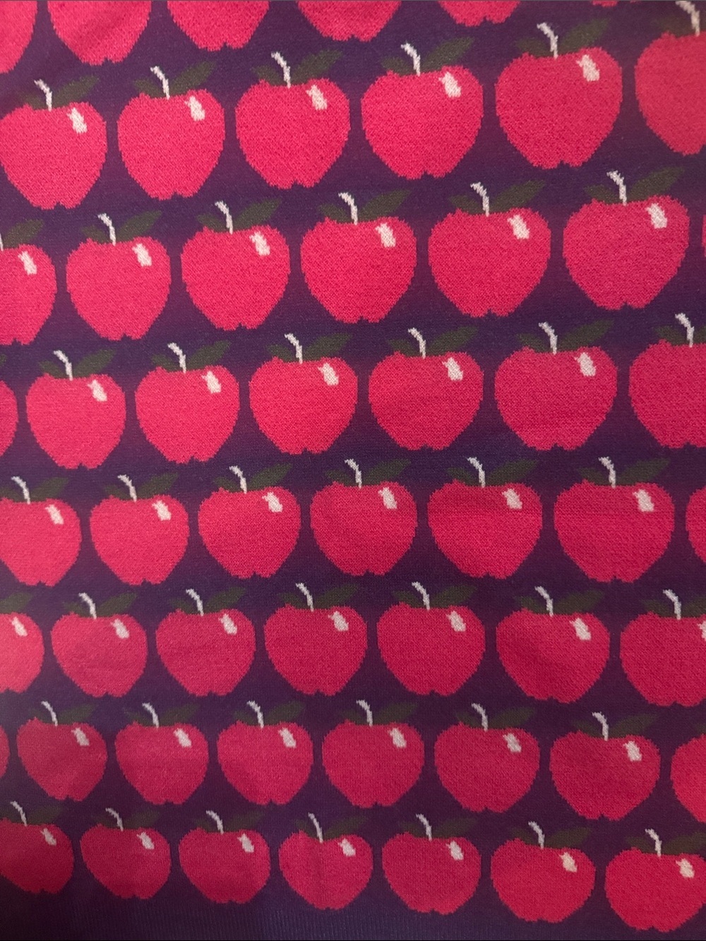 Anthropologie Maeve Navy Short-Sleeve Sweater with Red Apple Motif! - Picture 4 of 8